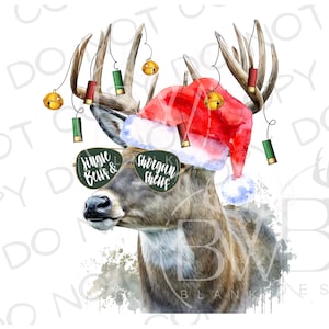 Jingle Bells Shotgun Shells PNG / Descarga digital / Caza de ciervos de Navidad PNG / Sublimación de caza de ciervos PNG / Sublimación de Navidad