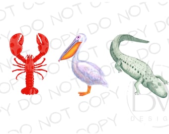 Bayou Trio PNG | Digital Download | Crawfish Sublimation PNG | Cajun Sublimation PNG | Southern Sublimation | Pelican png | Alligator png