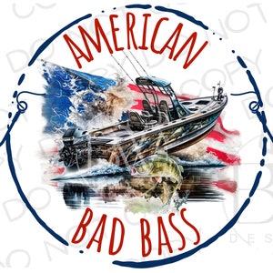 American Bass Fishing PNG | Digital Download | Large Mouth Bass Sublimation PNG | Fishing Sublimation PNG | Bass Fishing png | Fisherman png