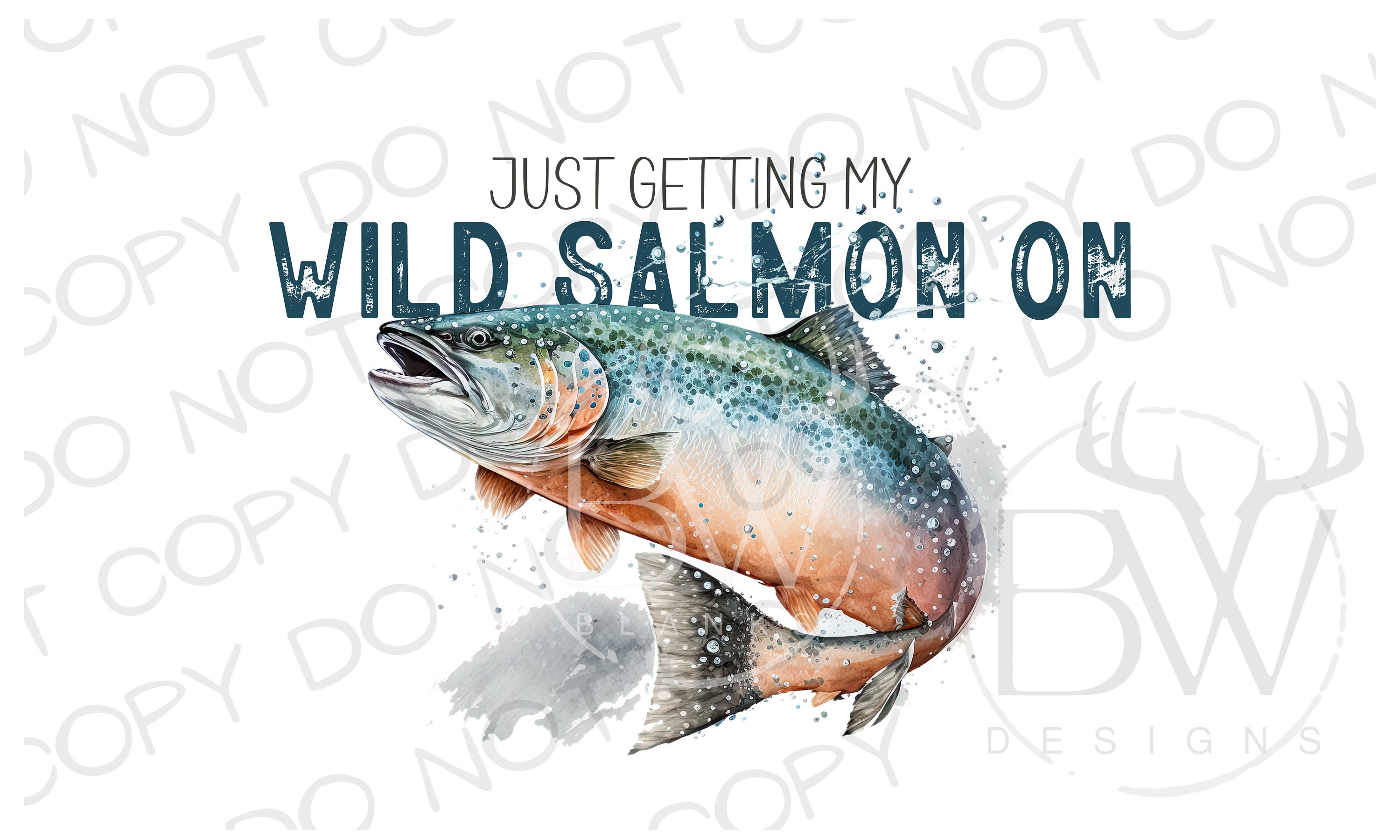 Gone Fishing Salmon Sign Art by Veruca Salt at