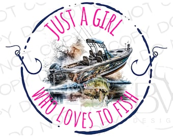 Gewoon een meisje dat graag vist PNG | Digitale download | Grote mond bas sublimatie PNG | Vissen sublimatie PNG | Bass Fishing png