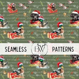 Duck Hunting Christmas Seamless Pattern | Digital Download | Hunting Seamless PNG | Duck Seamless PNG | Christmas Seamless Pattern