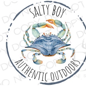 Salty Boy Blue Crab PNG | Digital Download | Saltwater Fishing Sublimation PNG | Fishing Sublimation PNG | Salty Boy Sublimation png
