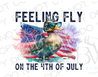 Fliege am 4.Juli PNG | Digitaler Download | Ente Jagd Sublimation PNG | Stockente Ente Sublimation PNG | Vierter Juli png