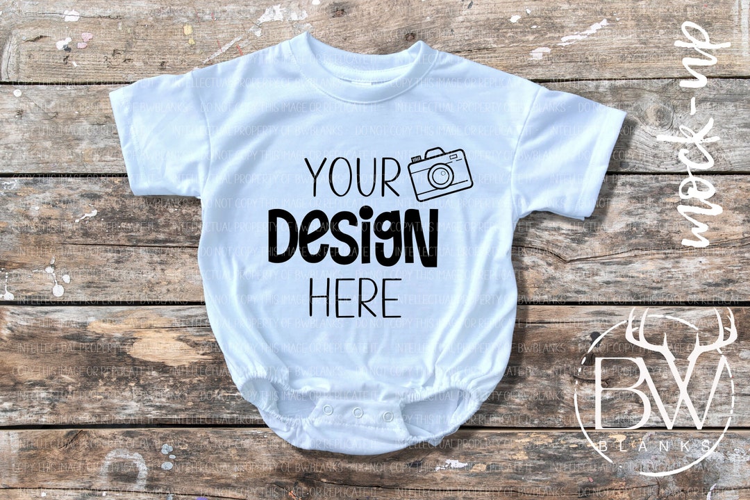 White BAGGY BUBBLE Romper Mockup Digital Download White Baby Tshirt