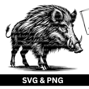 Jabalí SVG / Descarga digital / Caza de cerdos SVG / Sublimación de caza de cerdos PNG / Cerdo salvaje png / Caza png