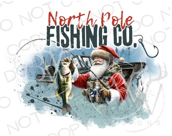 Fishing Santa PNG | Digital Download | Santa Fishing PNG | Christmas Bass Fishing PNG | Santa Sublimation | Christmas Sublimation