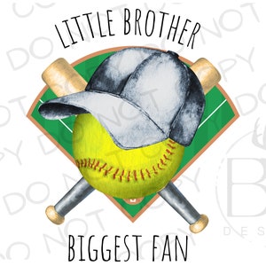 Little Brother Biggest Fan PNG / Descarga digital / Sublimación de softbol PNG / Sublimación deportiva / Hermanito png / Softbol png