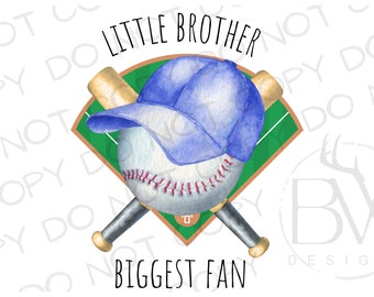 Little Brother Biggest Fan PNG | Digital Download | Baseball Sublimation PNG | Sports Sublimation | Little Brother png | Baseball png