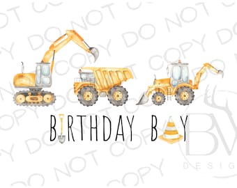 Construction Birthday Sublimation PNG | Construction Sublimation PNG | Excavator Sublimation png | Construction Truck Sublimation PNG