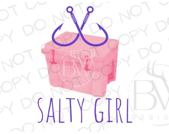 Salty Girl Cooler PNG | Digital Download | Fishing Sublimation PNG | Beach Sublimation PNG | Dog & Cooler png | Summer Sublimation png