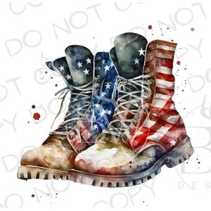 Watercolor Military Boots PNG | Military Sublimation PNG | Combat Boots Sublimation png | American Soldier Sublimation PNG