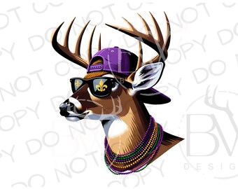 Mardi Gras Buck PNG | Mardi Gras Sublimation PNG | Deer Hunting Sublimation png | Mardi Gras Hunting Sublimation | Mardi Gras Deer png