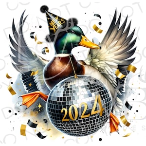 Canard du Nouvel An PNG | Téléchargement numérique | Sublimation de chasse au canard PNG | Sublimation de canard colvert PNG | Nouvel An 2024 png