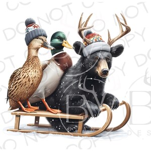 Sledding Mallard Duck PNG | Digital Download | Christmas Duck Hunting PNG | Mallard Duck Sublimation PNG | Christmas Sublimation