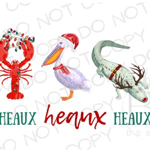 Heaux Heaux Heaux Cajun Christmas Trio PNG | Southern Christmas PNG | Digital Download | Christmas in the South PNG | Cajun Christmas png