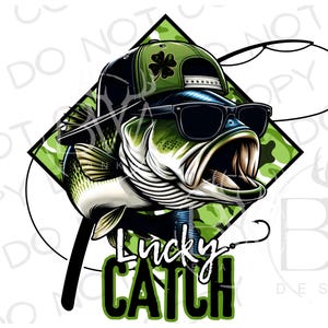 Lucky Catch PNG / Sublimación del día de San Patricio PNG / Sublimación de pesca de lubina PNG / Sublimación de pesca PNG / Lubina del día de San Patricio PNG