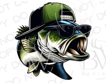 Pescado bajo PNG / Descarga digital / Sublimación de bajo de boca grande PNG / Sublimación de pesca PNG / Pesca de bajo png / Pescador png