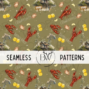 Bayou Bred Crawfish Fed Seamless Pattern | Digital Download | Crawfish Seamless PNG | Bayou Seamless PNG| Seamless Crawfish Boil