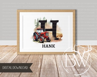 Personalized Tractor Nursery Print | Tractor Art Print | Tractor Nursery Decor | Printable Wall Art | Digital Download | Farm Nursery Decor