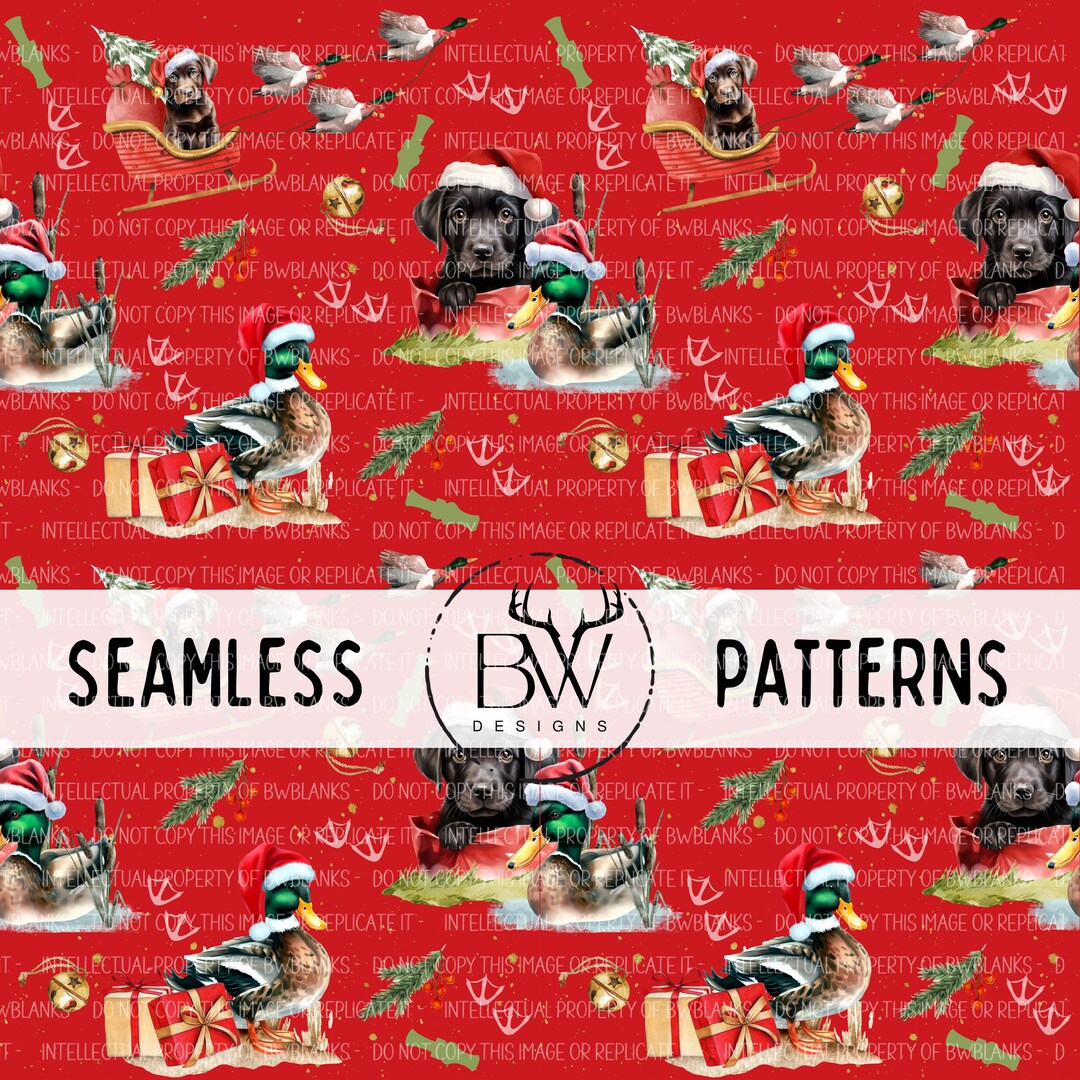 Duck Hunting Christmas Seamless Pattern Digital Download Hunting