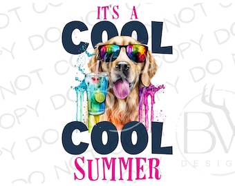 Golden Retriever Summer PNG | Golden Retriever Sublimation PNG | Digital Download | Hunting Dog Sublimation PNG | Golden Retriever png