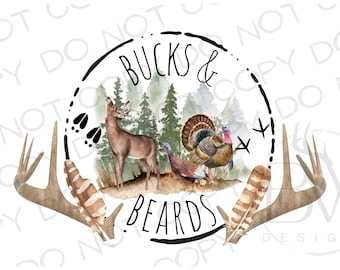 Bucks & Beards PNG / Descarga digital / Caza de ciervos PNG / Sublimación de caza de pavo PNG / Sublimación de ciervos png / Caza de pavo png