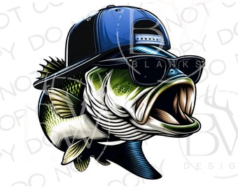 Pescado bajo PNG / Descarga digital / Sublimación de bajo de boca grande PNG / Sublimación de pesca PNG / Pesca de bajo png / Pescador png
