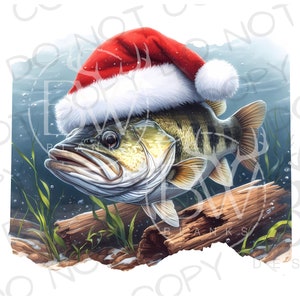 Bass Christmas Fishing PNG | Digital Download | Fishing Sublimation PNG | Christmas Sublimation PNG | Christmas Bass Fishing png