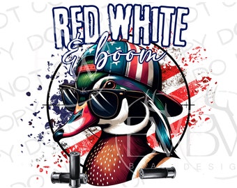 Rosso Bianco e Boom Wood Duck PNG / Download digitale / Sublimazione di caccia alle anatre / Sublimazione di caccia alle anatre del 4 luglio png / Sublimazione della caccia alle anatre del 4 luglio