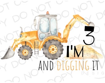 Construction Birthday Sublimation PNG | Construction Sublimation PNG | Excavator Sublimation png | Construction Truck Sublimation PNG