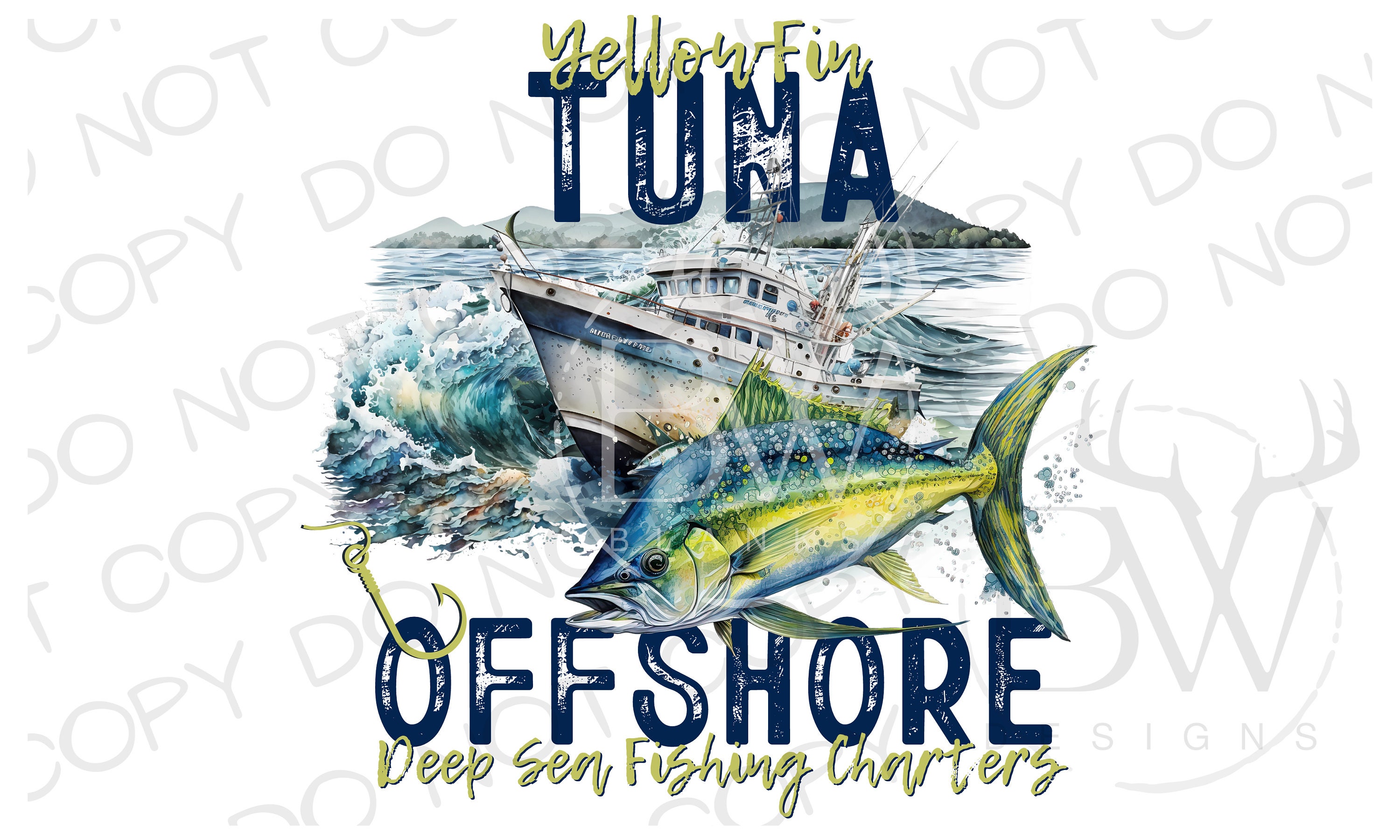 Yellowfin Tuna Sublimation PNG Digital Download Fishing