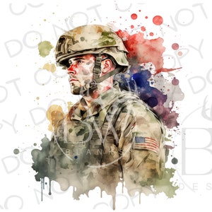 Watercolor American Solider PNG | Military Sublimation PNG | Combat Boots Sublimation png | American Soldier Sublimation PNG