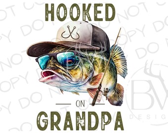 Hooked on Grandpa PNG | Digital Download | Large Mouth Bass Sublimation PNG | Fishing Sublimation PNG | Bass Fishing png | Fisherman png