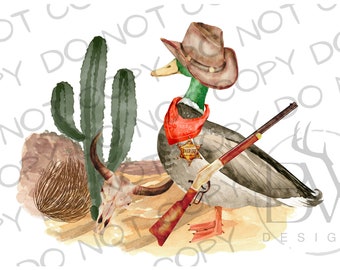 Western Mallard Duck PNG | Duck Hunting Sublimation | Hunting Sublimation PNG | Western Sublimation Png | Cowboy Sublimation png