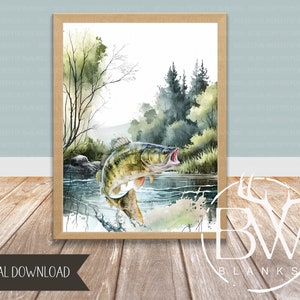 Bass Fishing Nursery Wall Art | Fishing Nursery Print | Fishing Nursery Decor | Fishing Wall Art | Digital Download | Large Mouth Bass