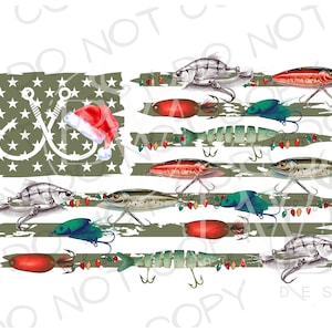 Bandera de pesca de señuelos de Navidad PNG / Descarga digital / Sublimación de pesca PNG / Sublimación de Navidad PNG / Pesca de Navidad png / Pesca