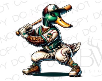 Baseball Duck PNG | Digital Download | Baseball Sublimation PNG | Duck Hunting Sublimation png | Sports Sublimation PNG | Mallard Duck png