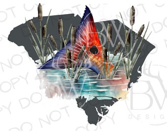 South Carolina Sublimation PNG | Digital Download | Fishing Sublimation PNG | Saltwater Fishing PNG | Saltwater Sublimation png | Redfish