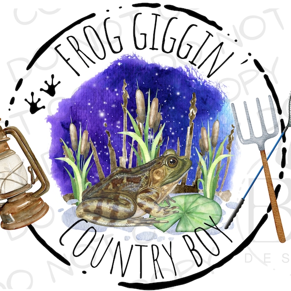 Frog Giggin' Country Boy PNG | Digital Download |Frogging Sublimation PNG | Frog Hunting PNG | Frog Gigging Sublimation | Frog Hunter png