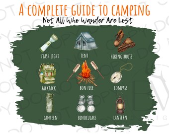 A Complete Guide to Camping PNG | Digital Download | Camping Sublimation PNG | Camping PNG | Hiking Sublimation png | Camp png