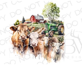 Sublimación de granja PNG / Descarga digital / Sublimación de granja / Sublimación de ganado PNG / Sublimación de cabra png / Sublimación de vaca png