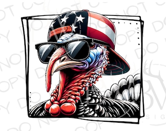 American Wild Turkey PNG | Digital Download | Fourth of July Turkey Hunting Sublimation PNG | Turkey Fan PNG | Turkey Hunter Sublimation