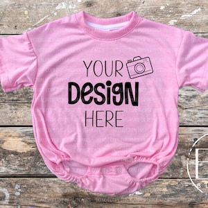 Pink BAGGY BUBBLE Romper Mock-Up | Digital Download | Baby T-Shirt Mock Up | Baby Bubble Mockup | T-Shirt Lay Flat Mock Up