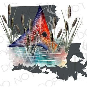 Louisiana Sublimation PNG | Digital Download | Fishing Sublimation PNG | Saltwater Fishing PNG | Saltwater Sublimation png | Redfish png
