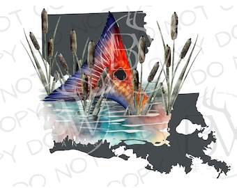 Louisiana Sublimation PNG | Digital Download | Fishing Sublimation PNG | Saltwater Fishing PNG | Saltwater Sublimation png | Redfish png