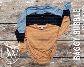 100% Polyester BAGGY BUBBLE ROMPER Long-Sleeve Shirt | Baby Rompers | Long-sleeve Bubbles | Long-sleeve Oversized Bubbles | Kids Blanks dtf