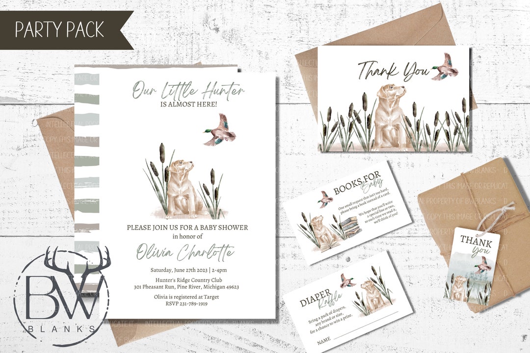 Duck Hunting Baby Shower Bundle Printable Duck Hunting Thank You Card ...