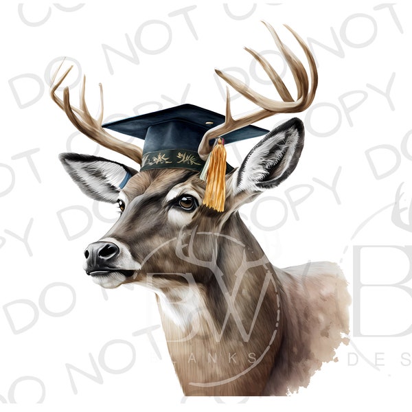 Deer Graduation PNG | Digital Download | Graduation Sublimation PNG | Whitetail Deer Sublimation PNG | Deer Hunter Sublimation | Buck png