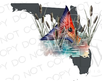 Florida Sublimation PNG | Digital Download | Fishing Sublimation PNG | Saltwater Fishing PNG | Saltwater Sublimation png | Redfish png